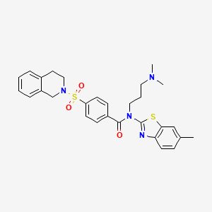 molecular formula C29H32N4O3S2 B1264523 4-(3,4-二氢-1H-异喹啉-2-磺酰基)-N-[3-(二甲氨基)丙基]-N-(6-甲基-1,3-苯并噻唑-2-基)苯甲酰胺 