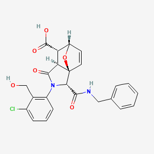 molecular formula C24H21ClN2O6 B1264545 (1R,2R,5S,6S,7S)-2-(苄基氨基羰基)-3-[3-氯-2-(羟甲基)苯基]-4-氧代-10-氧杂-3-氮杂三环[5.2.1.01,5]癸-8-烯-6-羧酸 