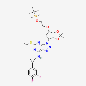 3H-1,2,3-Triazolo[4,5-d]pyrimidin-7-amine, N-[(1R,2S)-2-(3,4-difluorophenyl)cyclopropyl]-3-[(3aS,4R,6S,6aR)-6-[2-[[(1,1-dimethylethyl)dimethylsilyl]oxy]ethoxy]tetrahydro-2,2-dimethyl-4H-cyclopenta-1,3-dioxol-4-yl]-5-(propylthio)-