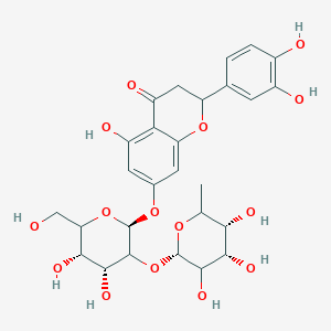 molecular formula C27H32O15 B1264547 7-[(2S,4R,5S)-4,5-dihydroxy-6-(hydroxymethyl)-3-[(2S,4S,5R)-3,4,5-trihydroxy-6-methyloxan-2-yl]oxyoxan-2-yl]oxy-2-(3,4-dihydroxyphenyl)-5-hydroxy-2,3-dihydrochromen-4-one 