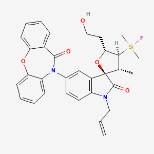 molecular formula C32H33FN2O5Si B1264591 5-[(3R,3'R,4'S,5'R)-4'-[fluoro(dimethyl)silyl]-5'-(2-hydroxyethyl)-3'-methyl-2-oxo-1-prop-2-enyl-5-spiro[indole-3,2'-oxolane]yl]-6-benzo[b][1,4]benzoxazepinone 