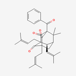 molecular formula C33H40O4 B1264612 (8R)-5-benzoyl-6,6-dimethyl-1,3-bis(3-methylbut-2-enyl)-8-(2-methylprop-1-enyl)adamantane-2,4,9-trione 