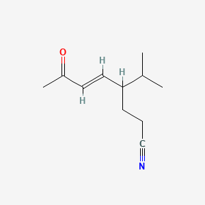 molecular formula C11H17NO B12646370 5-Octenenitrile, 4-(1-methylethyl)-7-oxo-, (E)-(+/-)- CAS No. 88778-61-4