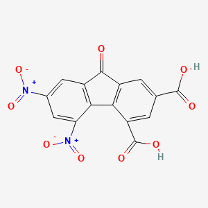 molecular formula C15H6N2O9 B12646606 2,4-Dinitrofluorenone-5,7-dicarboxylic acid CAS No. 153363-87-2