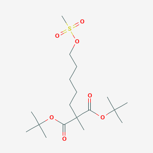 molecular formula C18H34O7S B12646659 Propanedioic acid, 2-methyl-2-[5-[(methylsulfonyl)oxy]pentyl]-, 1,3-bis(1,1-dimethylethyl) ester 