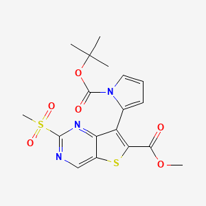 molecular formula C18H19N3O6S2 B12646810 Methyl 7-[1-[(2-methylpropan-2-yl)oxycarbonyl]pyrrol-2-yl]-2-methylsulfonylthieno[3,2-d]pyrimidine-6-carboxylate 