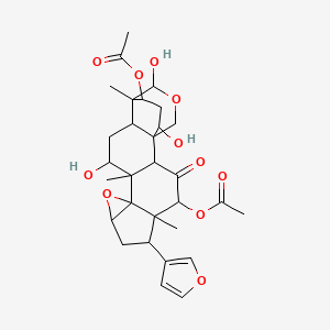 molecular formula C30H38O11 B1264702 [4-Acetyloxy-6-(furan-3-yl)-12,16,19-trihydroxy-5,11,15-trimethyl-3-oxo-9,17-dioxahexacyclo[13.3.3.01,14.02,11.05,10.08,10]henicosan-21-yl] acetate 