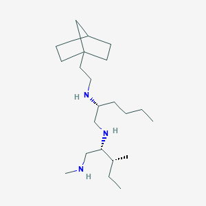molecular formula C22H45N3 B1264730 (2R)-N2-[2-(4-bicyclo[2.2.1]heptanyl)ethyl]-N1-[(2R,3R)-3-methyl-1-(methylamino)pentan-2-yl]hexane-1,2-diamine 