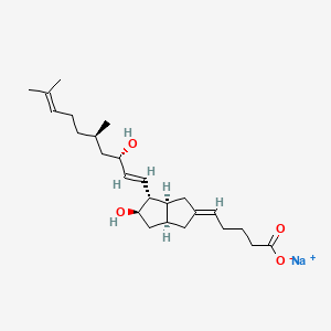 molecular formula C25H39NaO4 B1264795 sodium;(5E)-5-[(3aS,4R,5R,6aS)-5-hydroxy-4-[(1E,3S,5R)-3-hydroxy-5,9-dimethyldeca-1,8-dienyl]-3,3a,4,5,6,6a-hexahydro-1H-pentalen-2-ylidene]pentanoate 