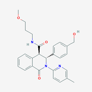 molecular formula C27H29N3O4 B1264801 (3R,4R)-3-[4-(羟甲基)苯基]-N-(3-甲氧基丙基)-2-(5-甲基-2-吡啶基)-1-氧代-3,4-二氢异喹啉-4-甲酰胺 