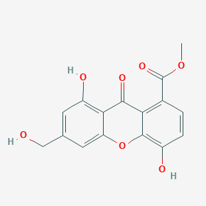 molecular formula C16H12O7 B1264820 4,8-Dihydroxy-6-(hydroxymethyl)-9-oxo-1-xanthenecarboxylic acid methyl ester 
