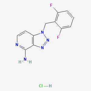 molecular formula C12H10ClF2N5 B1264848 4-Amino-1-(2,6-difluorobenzyl)-1H-1,2,3-triazolo(4,5-C)pyridine hydrochloride CAS No. 143153-93-9