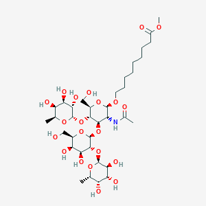methyl 8-{[alpha-L-fucosyl-(1->2)-beta-D-galactosyl-(1->3)-[alpha-L-fucosyl-(1->4)]-N-acetyl-beta-D-glucosaminyl]oxy}nonanoate