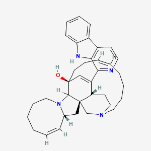 molecular formula C36H44N4O B1264872 (1R,2R,4R,5Z,13S,16Z)-25-(9H-pyrido[3,4-b]indol-1-yl)-11,22-diazapentacyclo[11.11.2.12,22.02,12.04,11]heptacosa-5,16,25-trien-13-ol 