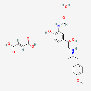 molecular formula C23H30N2O9 B1264874 (E)-but-2-enedioic acid;N-[2-hydroxy-5-[(1S)-1-hydroxy-2-[[(2S)-1-(4-methoxyphenyl)propan-2-yl]amino]ethyl]phenyl]formamide;hydrate 