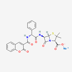 sodium;(2S,5R,6R)-3,3-dimethyl-7-oxo-6-[[(2R)-2-[(2-oxochromene-3-carbonyl)amino]-2-phenylacetyl]amino]-4-thia-1-azabicyclo[3.2.0]heptane-2-carboxylate