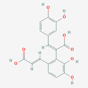 molecular formula C18H14O8 B1264892 (2E)-2-{6-[(E)-2-Carboxyethenyl]-2,3-dihydroxyphenyl}-3-(3,4-dihydroxyphenyl)prop-2-enoic acid 