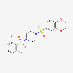molecular formula C19H20F2N2O6S2 B1264949 (2S)-1-(2,6-difluorophenyl)sulfonyl-4-(2,3-dihydro-1,4-benzodioxin-6-ylsulfonyl)-2-methylpiperazine 
