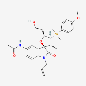 molecular formula C28H36N2O5Si B1264996 N-[(3R,3'R,4'S,5'R)-5'-(2-hydroxyethyl)-4'-[(4-methoxyphenyl)-dimethylsilyl]-3'-methyl-2-oxo-1-prop-2-enyl-5-spiro[indole-3,2'-oxolane]yl]acetamide 