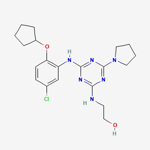2-[[4-(5-Chloro-2-cyclopentyloxyanilino)-6-(1-pyrrolidinyl)-1,3,5-triazin-2-yl]amino]ethanol