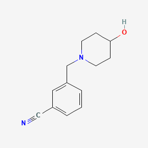 molecular formula C13H16N2O B1265019 3-[(4-Hydroxypiperidin-1-yl)methyl]benzonitrile CAS No. 887593-83-1