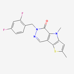 molecular formula C17H13F2N3OS B1265038 6-[(2,4-二氟苯基)甲基]-2,4-二甲基-5-噻吩并[3,4]吡咯并[1,3-d]哒嗪酮 