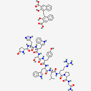 molecular formula C87H98N18O19 B1265059 N-[1-[[1-[[1-[[1-[[1-[[1-[[1-[2-[(2-氨基-2-氧代乙基)氨基羰基]吡咯烷-1-基]-5-(二氨基亚甲基氨基)-1-氧代戊烷-2-基]氨基]-4-甲基-1-氧代戊烷-2-基]氨基]-3-(1H-吲哚-3-基)-1-氧代丙烷-2-基]氨基]-3-(4-羟基苯基)-1-氧代丙烷-2-基]氨基]-3-羟基-1-氧代丙烷-2-基]氨基]-3-(1H-吲哚-3-基)-1-氧代丙烷-2-基]氨基]-3-(1H-咪唑-5-基)-1-氧代丙烷-2-基]-5-氧代吡咯烷-2-甲酰胺；4-[(3-羧基-2-羟基萘-1-基)甲基]-3-羟基萘-2-甲酸 