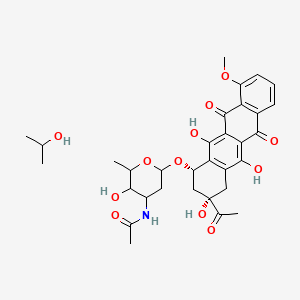 B1265106 N-[6-[[(1S,3S)-3-acetyl-3,5,12-trihydroxy-10-methoxy-6,11-dioxo-2,4-dihydro-1H-tetracen-1-yl]oxy]-3-hydroxy-2-methyloxan-4-yl]acetamide;propan-2-ol CAS No. 56816-39-8