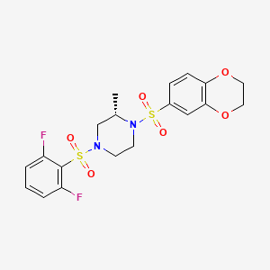molecular formula C19H20F2N2O6S2 B1265135 (2S)-4-(2,6-difluorophenyl)sulfonyl-1-(2,3-dihydro-1,4-benzodioxin-6-ylsulfonyl)-2-methylpiperazine 