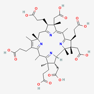 molecular formula C45H60N4O14 B1265145 (1R-(1alpha,2alpha,3beta,9beta,13alpha,17beta,18alpha,19beta))-2,13,18-tris(carboxymethyl)-4,5,6,7,8,11,12,22-octadehydro-4,5,6,9,10,11,21,22-octahydro-3,5,8,9,13,15,18,19-octamethyl-3,7,12,17-Corrintetrapropanoic acid 