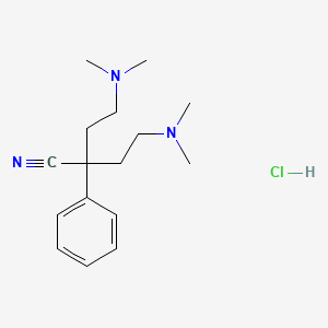 molecular formula C16H26ClN3 B12651477 4-(dimethylamino)-2-[2-(dimethylamino)ethyl]-2-phenylbutanenitrile;hydrochloride CAS No. 7143-15-9