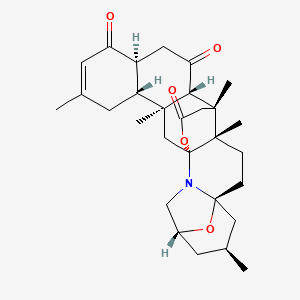 molecular formula C29H39NO5 B1265155 (1R,3S,4R,9S,12S,13R,14S,17S,19S,21R)-3,6,13,14,19-pentamethyl-24,27-dioxa-23-azaheptacyclo[11.10.3.117,21.01,14.03,12.04,9.017,23]heptacos-6-ene-8,11,25-trione 