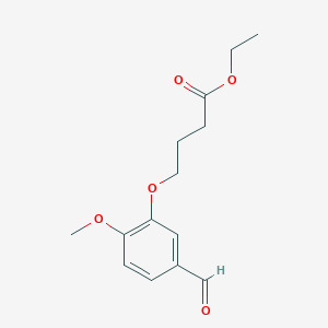 molecular formula C14H18O5 B12651758 Ethyl 4-(3-formyl-6-methoxyphenoxy)butanoate 