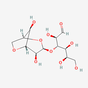molecular formula C12H20O10 B1265223 (2R,3S,4S,5R)-3-[[(1S,3S,4S,5R,8R)-4,8-dihydroxy-2,6-dioxabicyclo[3.2.1]octan-3-yl]oxy]-2,4,5,6-tetrahydroxyhexanal 