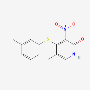 molecular formula C13H12N2O3S B12652994 2(1H)-Pyridinone, 5-methyl-4-((3-methylphenyl)thio)-3-nitro- CAS No. 172469-80-6