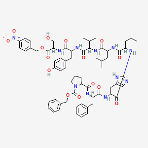 benzyl 2-[[1-benzyl-2-[[2-[[1-[[1-[[1-[[2-[[1-(hydroxymethyl)-2-[(4-nitrophenyl)methoxy]-2-oxo-ethyl]amino]-1-[(4-hydroxyphenyl)methyl]-2-oxo-ethyl]carbamoyl]-2-methyl-propyl]carbamoyl]-3-methyl-butyl]carbamoyl]-3-methyl-butyl]amino]-1-(1H-imidazol-4-ylmethyl)-2-oxo-ethyl]amino]-2-oxo-ethyl]carbamoyl]pyrrolidine-1-carboxylate