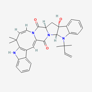 molecular formula C32H32N4O3 B12653554 Okaramine A CAS No. 115444-43-4