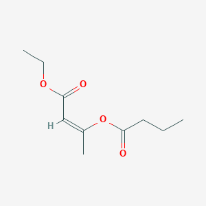 molecular formula C10H16O4 B12653568 2-Butenoic acid, 3-(1-oxobutoxy)-, ethyl ester, (Z)- CAS No. 6295-32-5