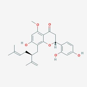 molecular formula C26H30O6 B1265359 (2R)-2-(2,4-Dihydroxyphenyl)-7-hydroxy-5-methoxy-8-[(2S)-5-methyl-2-prop-1-en-2-ylhex-4-enyl]-2,3-dihydrochromen-4-one 