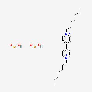 molecular formula C24H40N2O4P2+2 B12653677 1,1'-Diheptyl-4,4'-bipyridinium diphosphinate CAS No. 91795-60-7