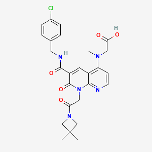 Glycine, N-[6-[[[(4-chlorophenyl)methyl]amino]carbonyl]-8-[2-(3,3-dimethyl-1-azetidinyl)-2-oxoethyl]-7,8-dihydro-7-oxo-1,8-naphthyridin-4-yl]-N-methyl-