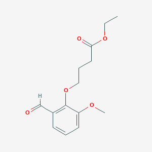 molecular formula C14H18O5 B12654161 Ethyl 4-(2-formyl-6-methoxyphenoxy)butanoate 