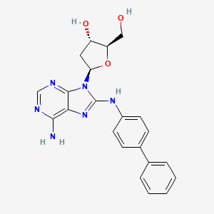 B1265700 Adenosine, 8-((1,1'-biphenyl)-4-ylamino)-2'-deoxy- CAS No. 84283-09-0