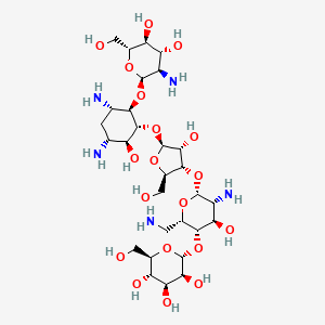 (2R,3S,4S,5S,6R)-2-[(2S,3S,4R,5R,6R)-5-amino-2-(aminomethyl)-6-[(2R,3S,4R,5S)-5-[(1R,2R,3S,5R,6S)-3,5-diamino-2-[(2S,3R,4R,5S,6R)-3-amino-4,5-dihydroxy-6-(hydroxymethyl)oxan-2-yl]oxy-6-hydroxycyclohexyl]oxy-4-hydroxy-2-(hydroxymethyl)oxolan-3-yl]oxy-4-hydroxyoxan-3-yl]oxy-6-(hydroxymethyl)oxane-3,4,5-triol