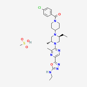 (4-chlorophenyl)-[4-[(2S,5R)-2-ethyl-4-[5-[5-(ethylamino)-1,3,4-oxadiazol-2-yl]-3-methylpyrazin-2-yl]-5-methylpiperazin-1-yl]piperidin-1-yl]methanone;methanesulfonic acid