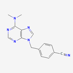 molecular formula C15H14N6 B12662008 Benzonitrile, 4-((6-(dimethylamino)-9H-purin-9-yl)methyl)- CAS No. 112089-07-3