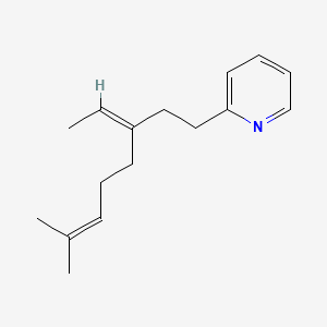 molecular formula C16H23N B12662779 2-(3-Ethylidene-7-methyloct-6-enyl)pyridine CAS No. 97158-51-5