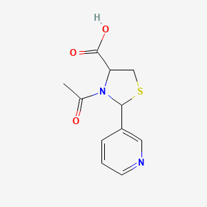 molecular formula C11H12N2O3S B12662835 3-Acetyl-2-pyridin-3-ylthiazolidine-4-carboxylic acid CAS No. 65897-42-9