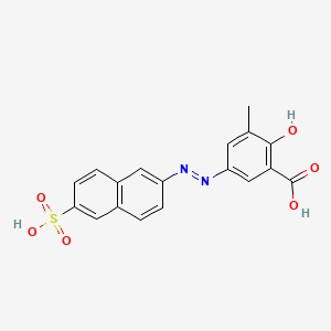 molecular formula C18H14N2O6S B12663131 3-Methyl-5-((6-sulpho-2-naphthyl)azo)salicylic acid CAS No. 84100-02-7