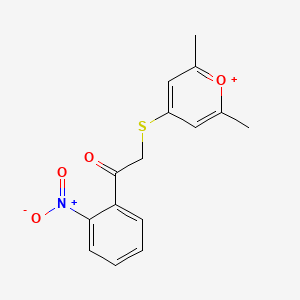 Pyrylium, 2,6-dimethyl-4-((2-(2-nitrophenyl)-2-oxoethyl)thio)-